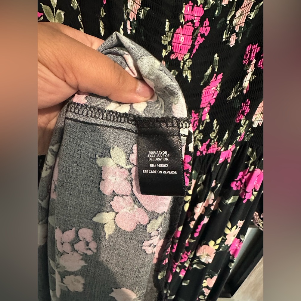 Torrid Black Dress with Pink Floral Design - Picture 4 of 6